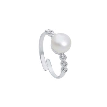 Platinum plated silver 925° ring with a pearl  (code S165134)