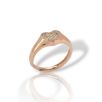 Ασημένιο δαχτυλίδι καρδούλα με επιχρυσωμένο ασήμι (ροζ χρυσό) 925°  (code GEM18984)