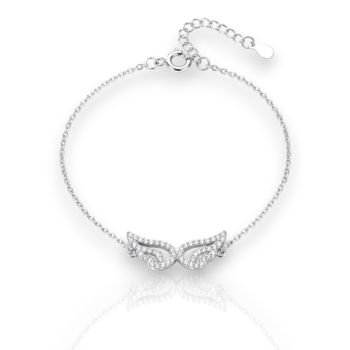Bracciale in argento 925 platinato con ali d’angelo.  (code FC003053)