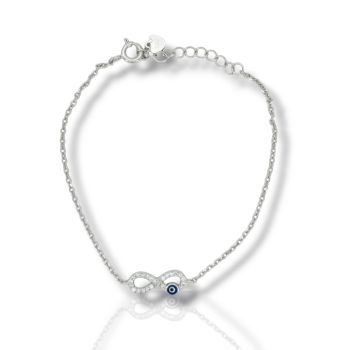 Βραχιόλι άπειρο με ματάκι απο επιπλατινωμένο ασήμι 925° (code FC011419)