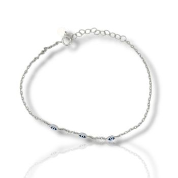 Ασημένιο βραχιόλι με ματάκια, από επιπλατινωμένο ασήμι 925º (code FC011426)