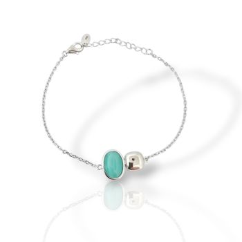 Bracciale in argento con pietra sintetica colorata «Occhio di Gatto» (code FC012335)