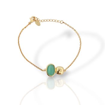 Bracciale in argento dorato  con pietra sintetica colorata «Occhio di Gatto» (code FC012336)