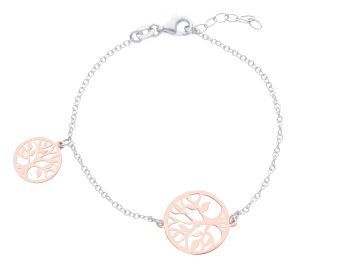 Bracciale Albero della vita in argento 925° rodiato e dorado oro Rosa (code  S212206)
