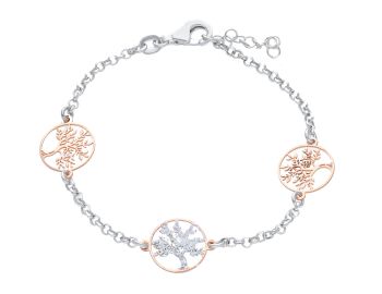 Bracciale Albero della vita in argento 925° rodiato e dorado oro Rosa (code  S231953)