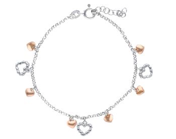 Βραχιόλι καρδούλες απο επιπλατινωμένο και επιχρυσωμένο ασήμι 925° (code S233528)