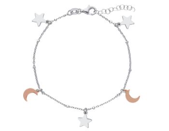 Βραχιόλι αστέρακι και φεγγάρι απο επιπλατινωμένο και επιχρυσωμένο ασήμι 925° (code S233693)