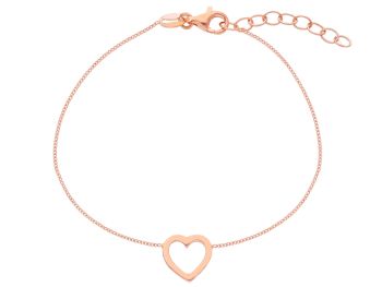 Βραχιόλι καρδούλα απο επιχρυσωμένο ροζ ασήμι 925° (code S243055)