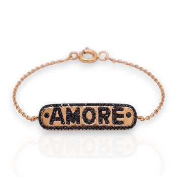 Ασημένιο βραχιόλι  AMORE,από επιχρυσωμένο(ροζ) ασήμι 925º (code FC004771)