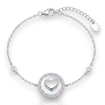 Bracciale in argento 925 platinato con cuoricino. (code FC004809)