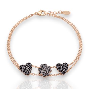 Bracciale in argento 925 placcato oro con cuoricini. (code FC005330)