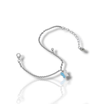 Βραχιόλι ασημένιο 925° επιπλατινωμένο με Πεταλουδίτσα  (code FC009174)