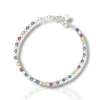 Ασημένιο βραχιόλι με ματάκια, από επιπλατινωμένο ασήμι 925º (code FC011384)