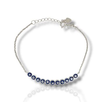 Ασημένιο βραχιόλι με ματάκια, από επιπλατινωμένο ασήμι 925º (code FC011414)