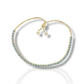 Ασημένιο βραχιόλι με ματάκια, από επιχρυσωμένο ασήμι 925º (code FC011415)