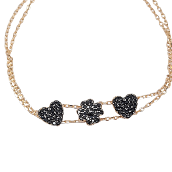 Bracciale in argento 925 placcato oro con cuoricini. (code FC005330)