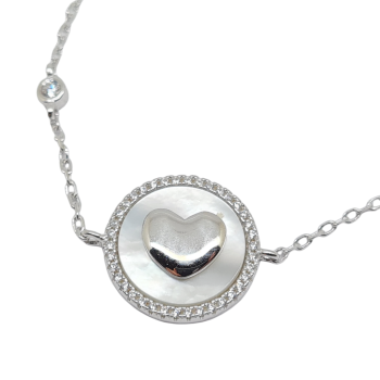Bracciale in argento 925 platinato con cuoricino. (code FC004809)