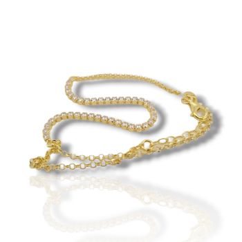 Bracciale-anello placcato oro giallo in argento 925º con zirconi bianchi (codice SHK00749R)