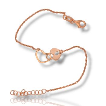 Βραχιόλι καρδούλα απο επιχρυσωμένο (ροζ) ασήμι 925° (code SHK905110R)