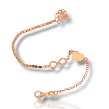 Βραχιόλι καρδούλα & απειρο απο επιχρυσωμένο (ροζ) ασήμι 925° (code SHK905116R)