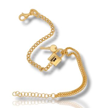 Bracciale con lucchetto e chiave in argento 925 placcato oro. (code SHK9061109)