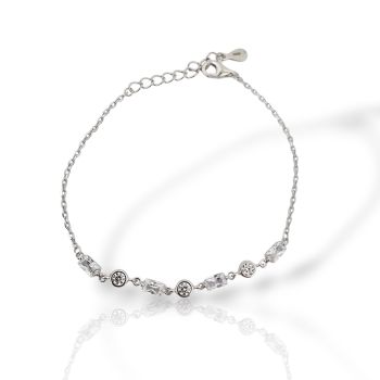 Ασημένιο βραχιόλι από επιπλατινωμένο ασήμι 925º με συνθετικές πέτρες (code FC013058)