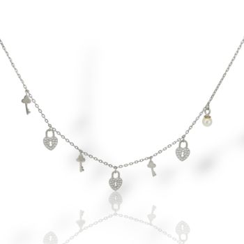 Ασημένιο κολιέ απο επιπλατινωμένο ασήμι 925°  (code FC003961)