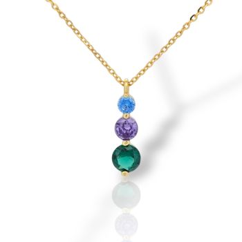 Girocollo in argento 925° dorato con pietre colorate  (code FC008565)	