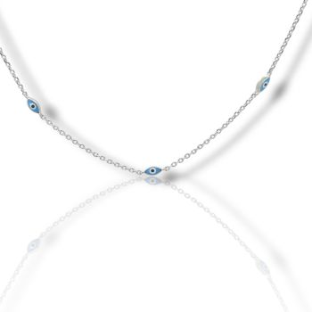 Ασημένιο κολιέ απο επιπλατινωμένο ασήμι 925° ματάκια. (FC011629)