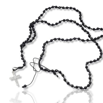 Collana Rosario Agata  e Croce in Argento 925° con zirconi cubici (code KT002345)