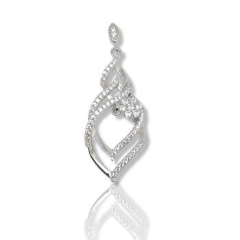 Μενταγιόν απο επιπλατινωμένο ασήμι 925° & λευκά ζιργκόν (code PZB94443)