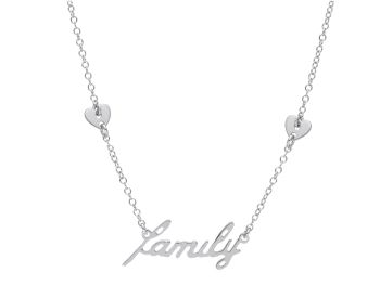 Κολιέ Family & καρδούλες απο επιπλατινωμένο ασήμι 925° (code S234328)