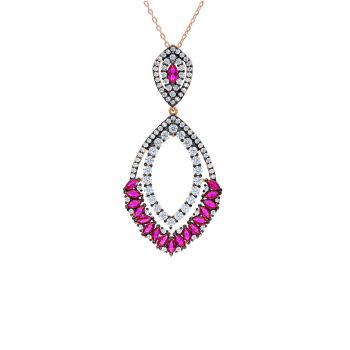 Κολιέ απο επιχρυσωμένο ροζ ασήμι 925° (code S239977)