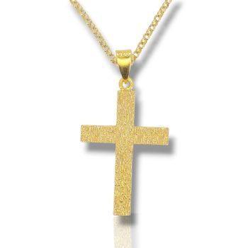 Σταυρός επιχρυσωμένος (με αλυσίδα) απο ασήμι 925° (code M002566)