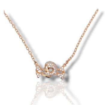 Ασημένιο κολιέ νεκροκεφαλή,από επιχρυσωμένο ασήμι 925º (code M002567)