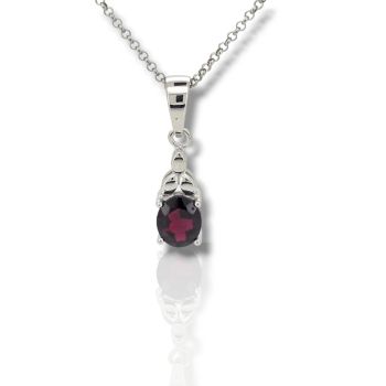 Collana in argento 925 platinato con rubino sintetico. (code M002874)