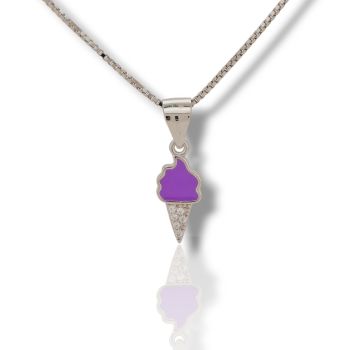 Κολιέ ασημένιο με ένα μικρό παγωτό (code: FC001286)
