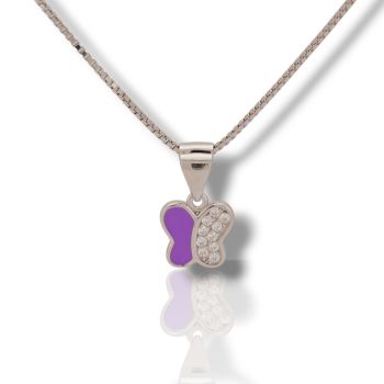 Κολιέ ασημένιο με πεταλόυδα (code: FC001404)