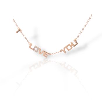 Ασημένιο κολιέ απο επιχρυσωμένο ασήμι 925° I LOVE YOU.