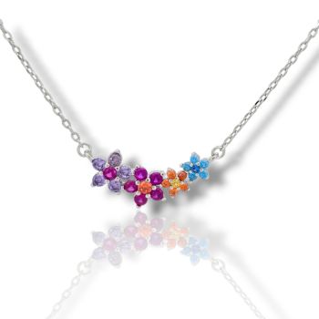 Κολιέ απο επιπλατινωμένο ασήμι με συνθετικές πέτρες (code FC006781)