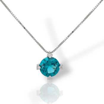 Kολιέ ασημένιο  925° επιπλατινωμένο με συνθετικό Σμαράγδι (code FC007451)