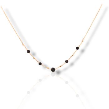 Rosario in argento 925 dorato oro rosa con pietre sintetiche nere (cod. FC010510)