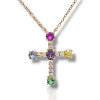 Σταυρός απο ασήμι 925º σε χρώμα ροζ-χρυσό (FC011317)