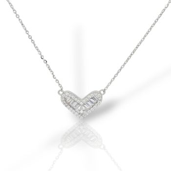 Κολιέ καρδούλα απο ασήμι 925º  επιπλατινωμένο  (code FC012037)