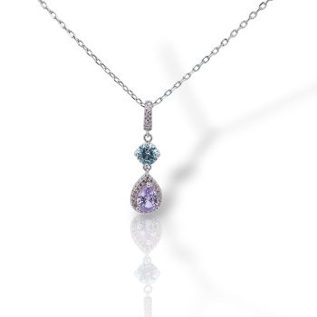 Girocollo in argento con pietre colorate rodiato (code FC012892)	