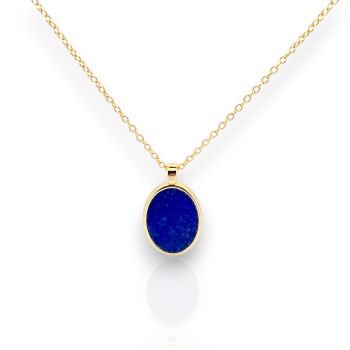 Ciondolo Ovale in Argento Placcato Oro con Sodalite (code FC012994)