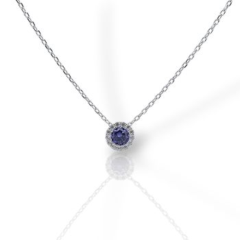 Girocollo in argento 925° rodiato con zirconi cubici con Zaffiro sintetico (code FC013500)