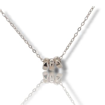 Collana in argento con 3 perle quadrate (code FCM002691)