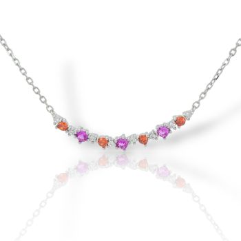 Κολιέ απο επιπλατινωμένο ασήμι με συνθετικές πέτρες (code FCM002733)