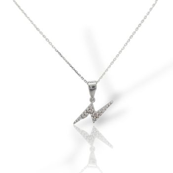 Κολιέ απο επιπλατινωμένο ασήμι με συνθετικές πέτρες (code FCM002763)